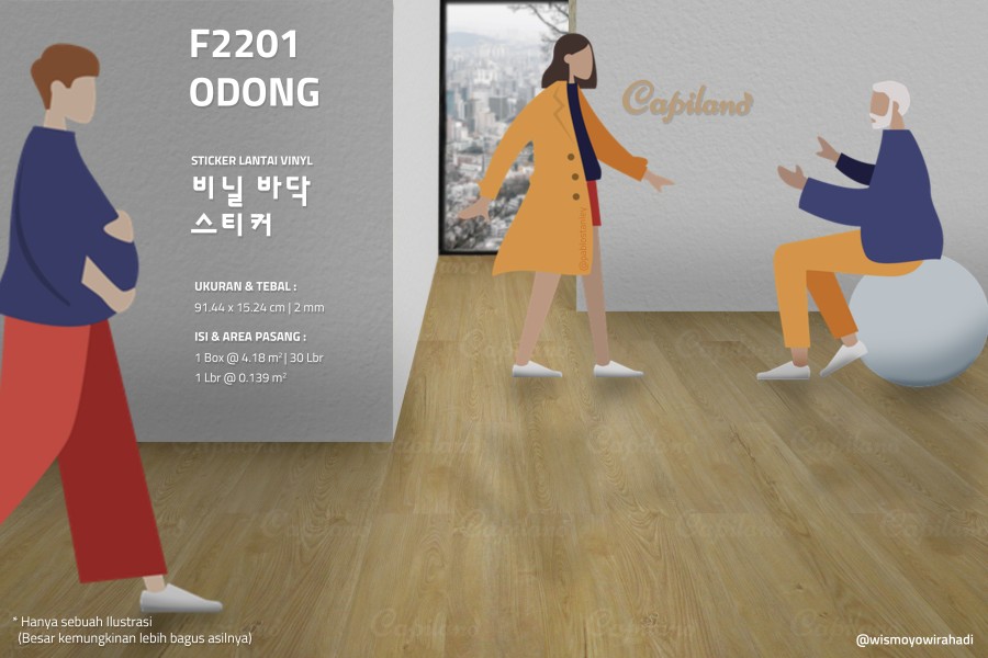 CAPILANO F2201 Stiker vinyl lantai dinding / wallpaper lantai kayu